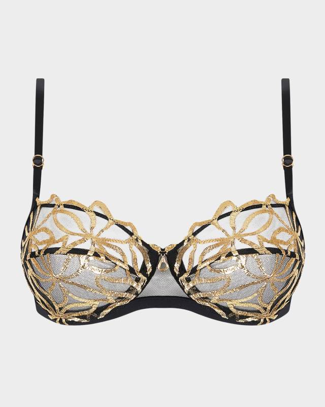 Eclats D'Or Metallic Embroidered Demi Bra